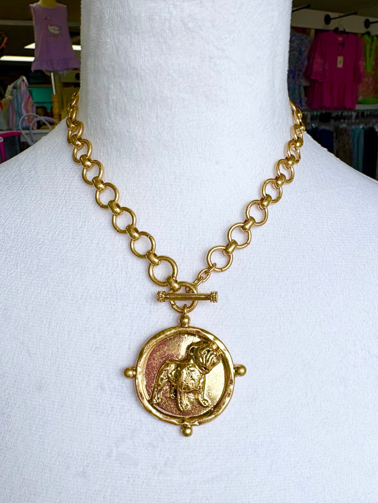 Bulldog Pendant Chain Necklace