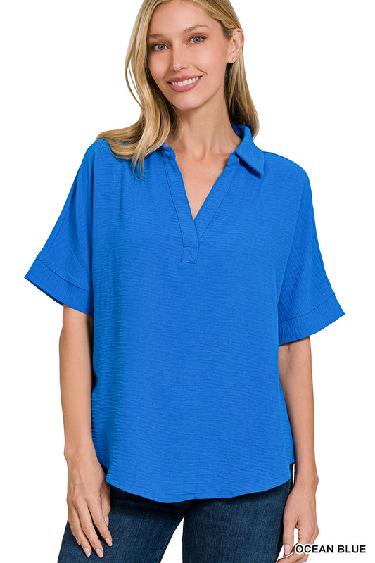 Women’s Airflow Ocean Blue V-neck Top