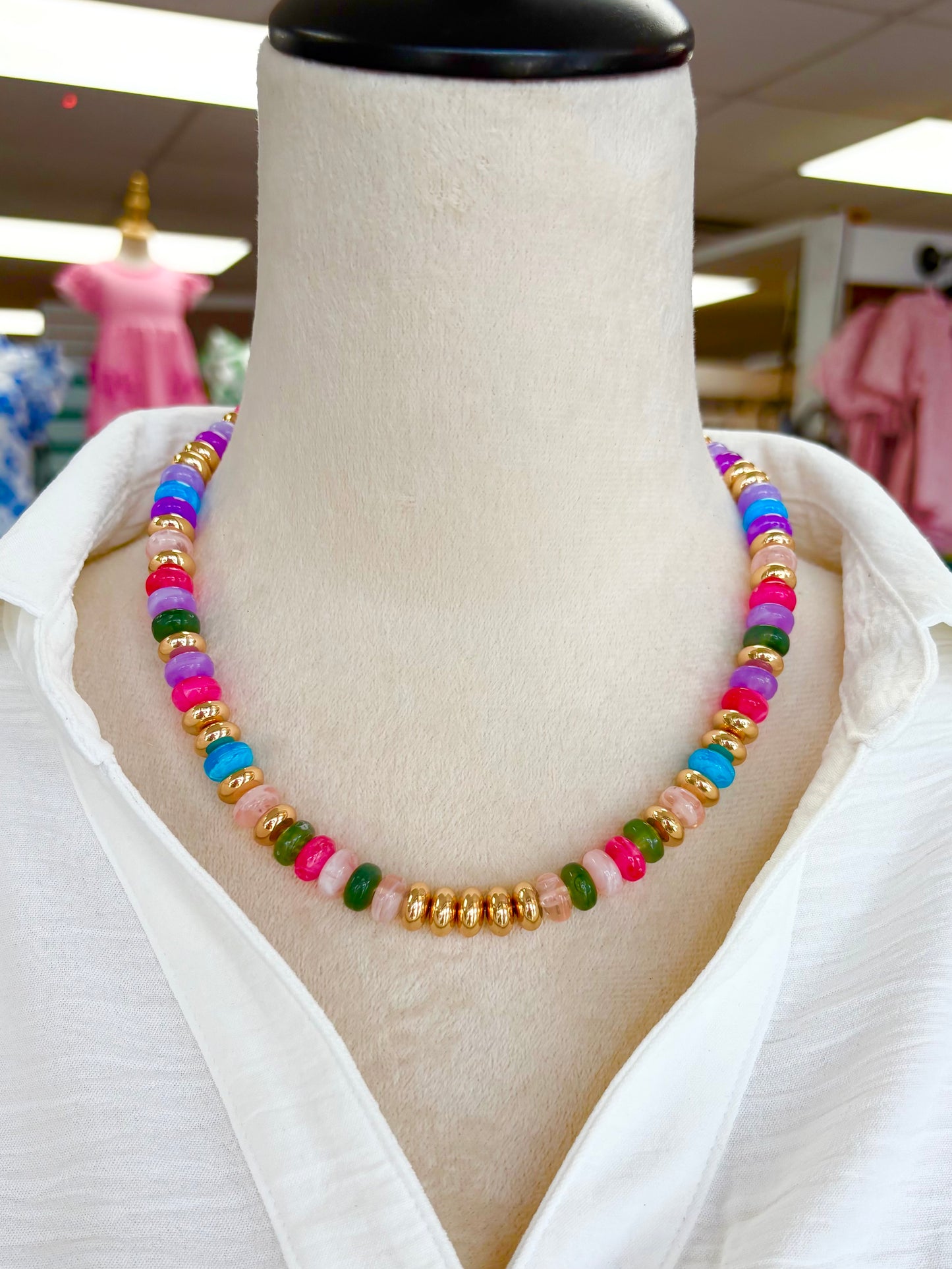 KK Multicolor & Gold Stone Necklace