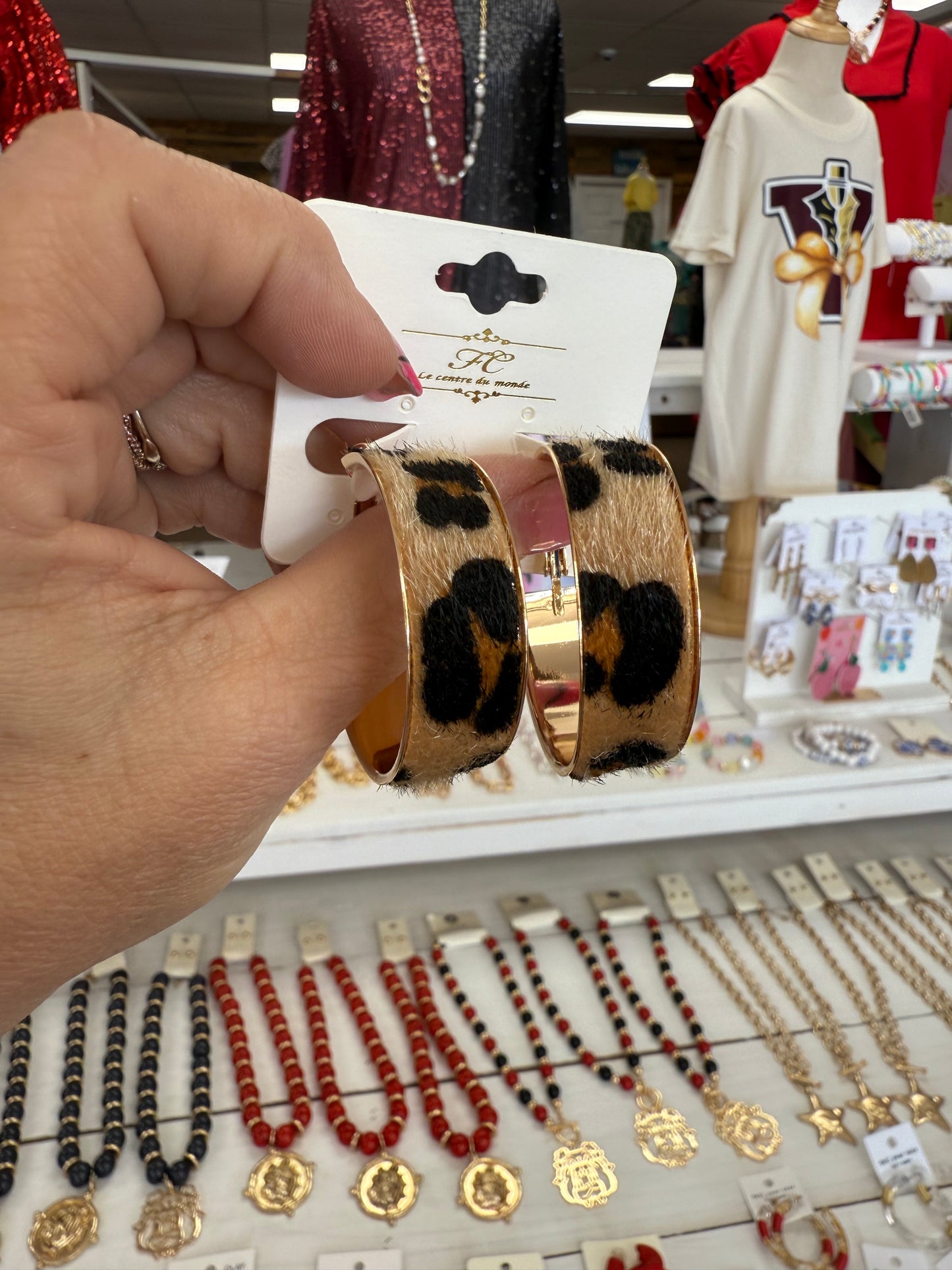 Fur Leopard Gold Hoops
