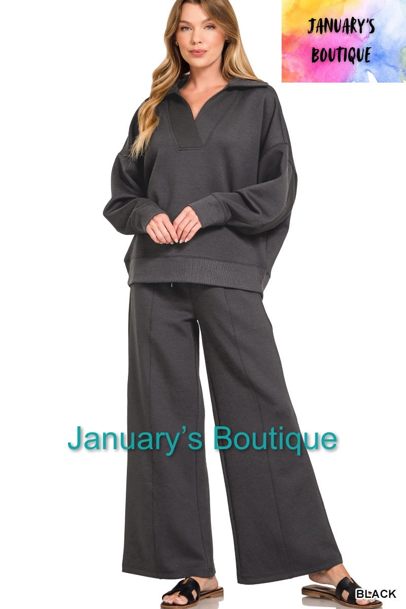 Women’s Black Scuba Pant Set