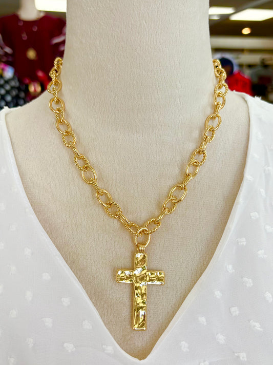KK Gold Cross Chain Necklace