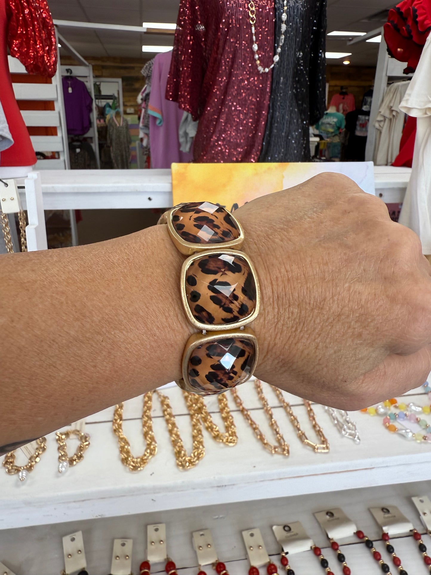 Leopard Square Stone Bracelet