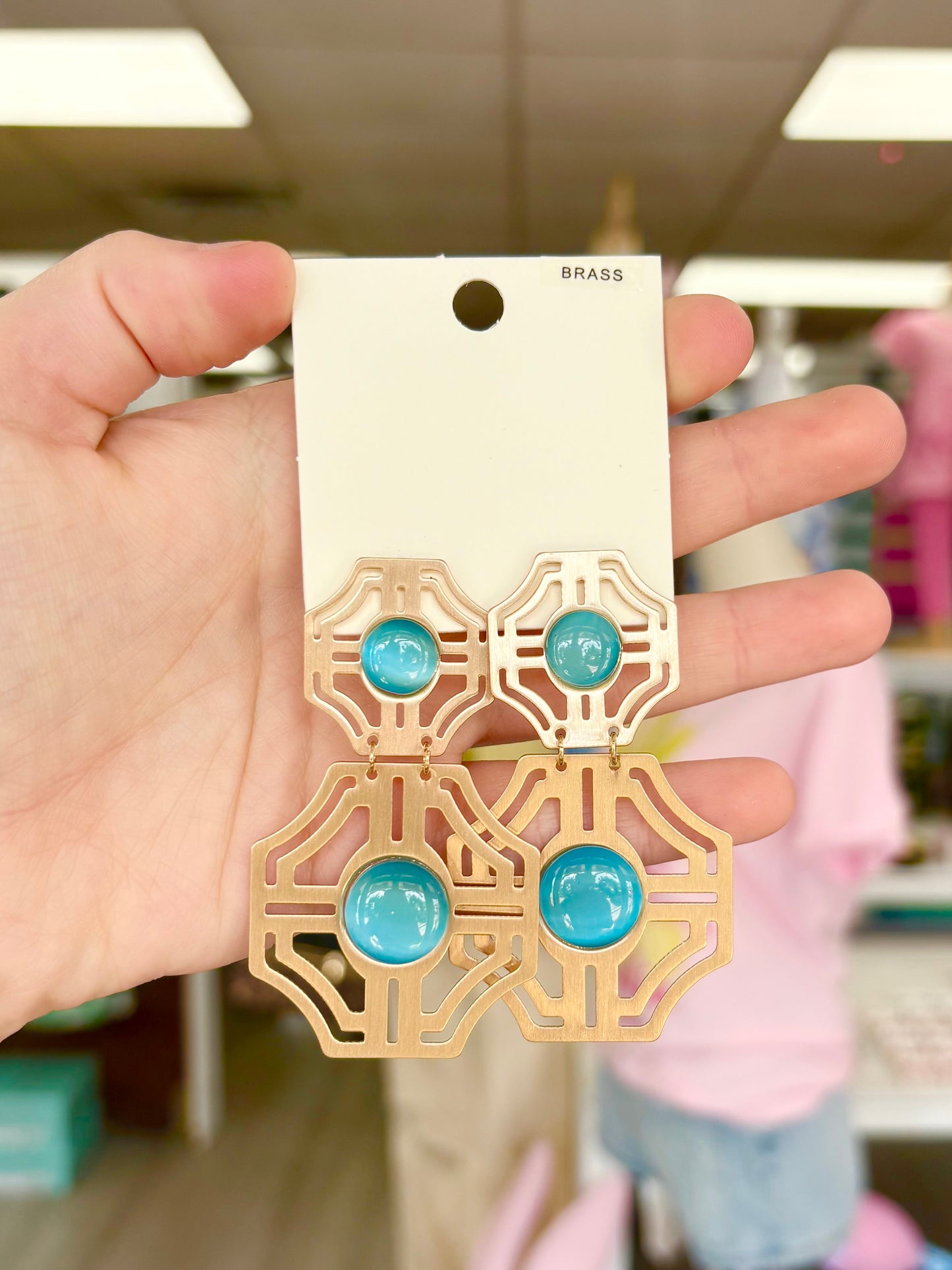 Light Blue Cat Eye Design Earrings