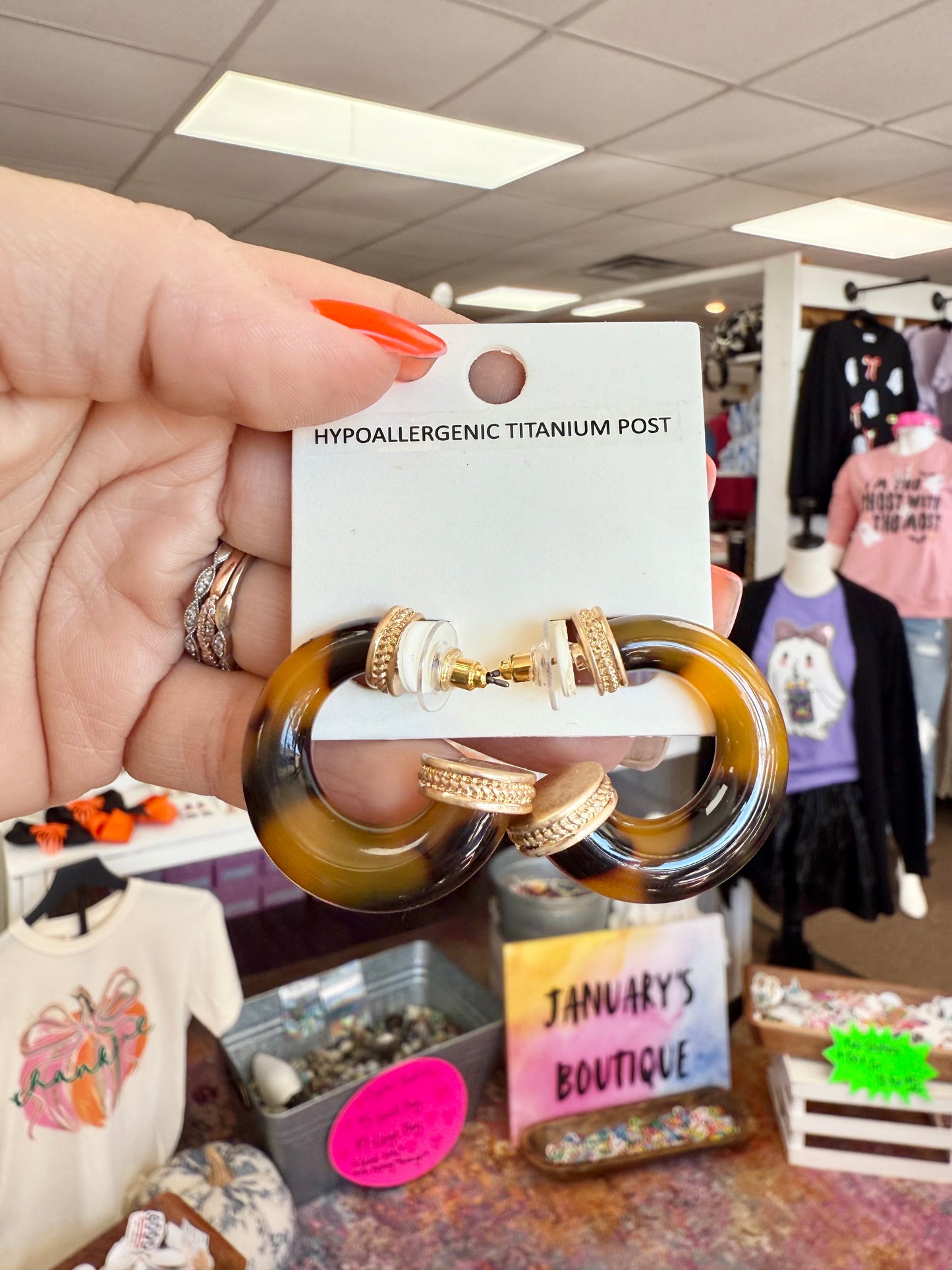 Tortoise & Gold Hoops