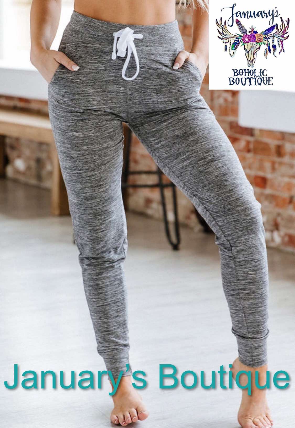 Women's Gray Drawstring Pocketed Joggers