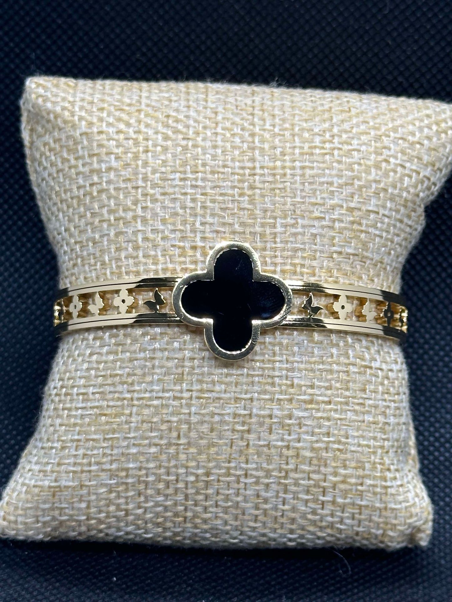 Gold and Black Clover Bangle