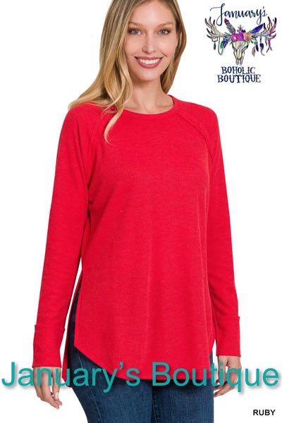 Women's Ruby Baby Waffle Long Sleeve Top