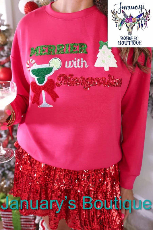 Women's Merrier with Margaritas Sequin Pullover