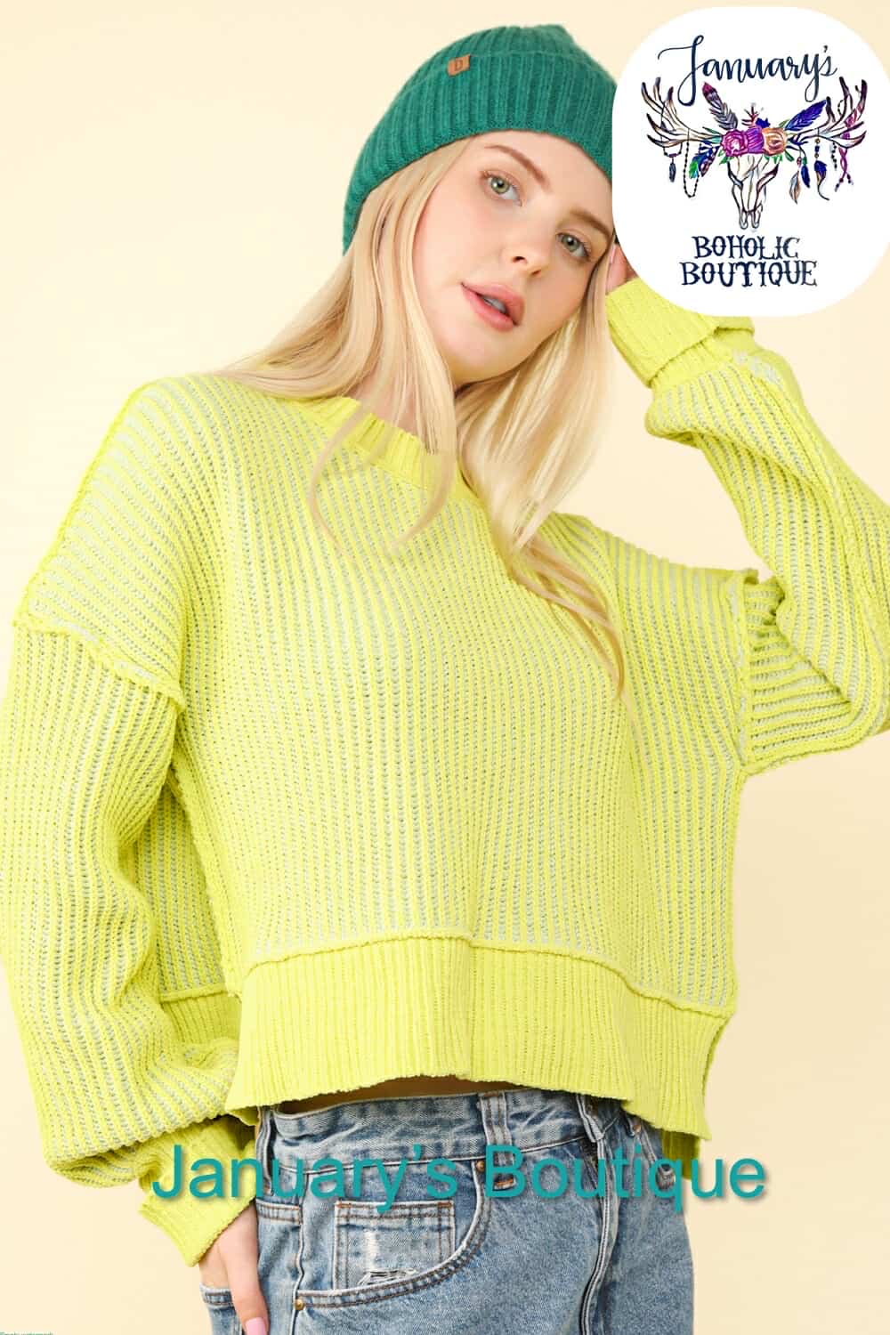 Women's Two Toned Lemon Striped Sweater