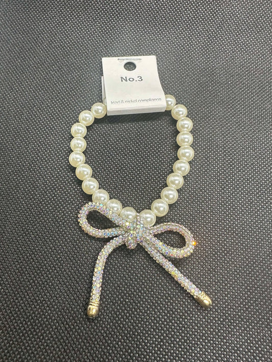 Pearl Bracelet With AB Crystal Bow