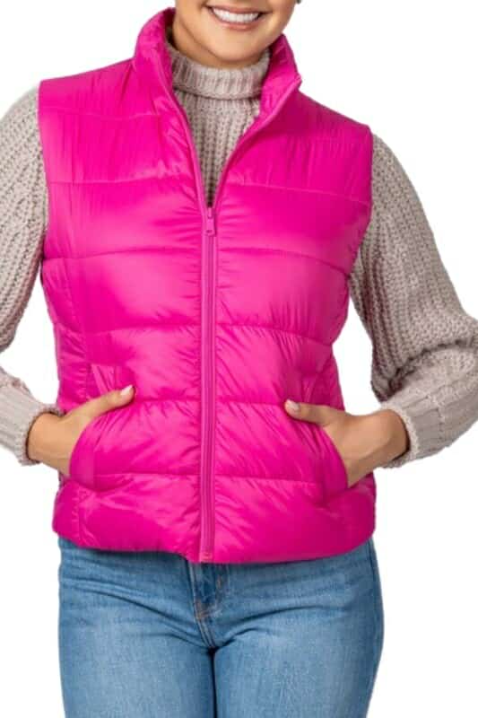 Women's Violet Plus Size Quilted Solid Vest With Pockets