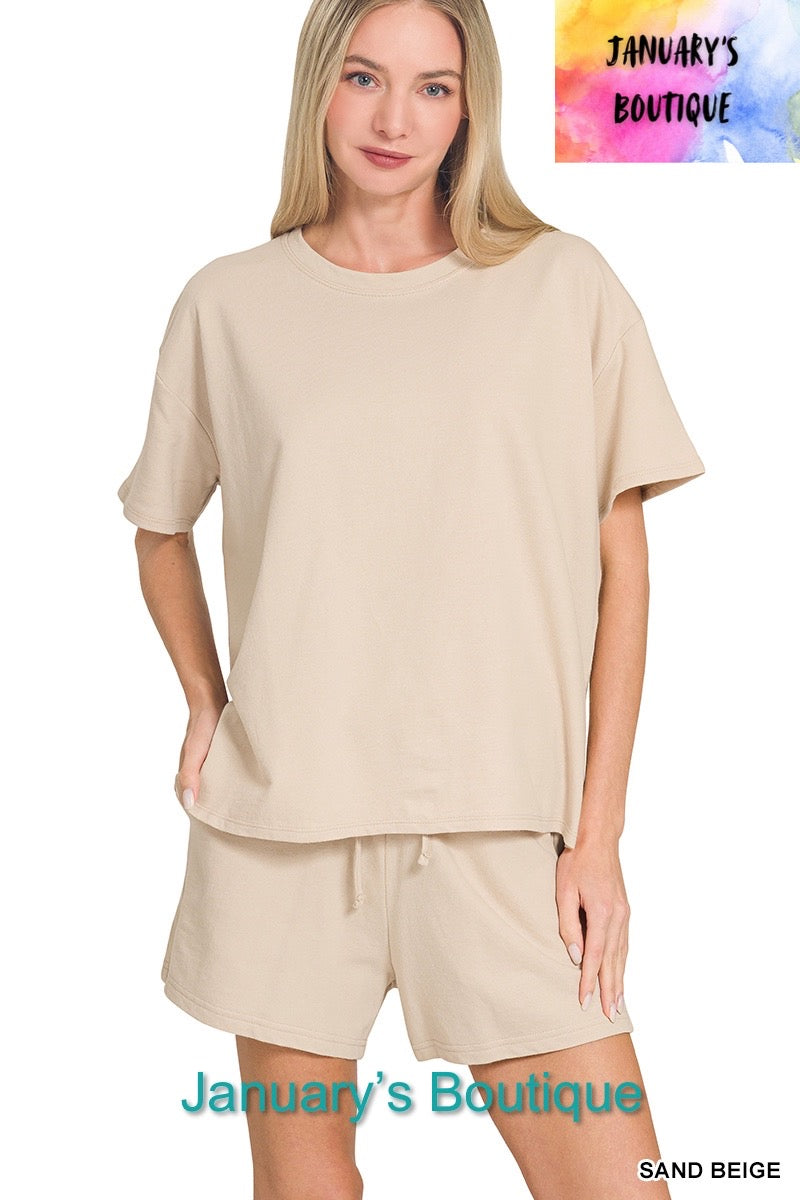Women’s Linen Sand Beige Shorts Set