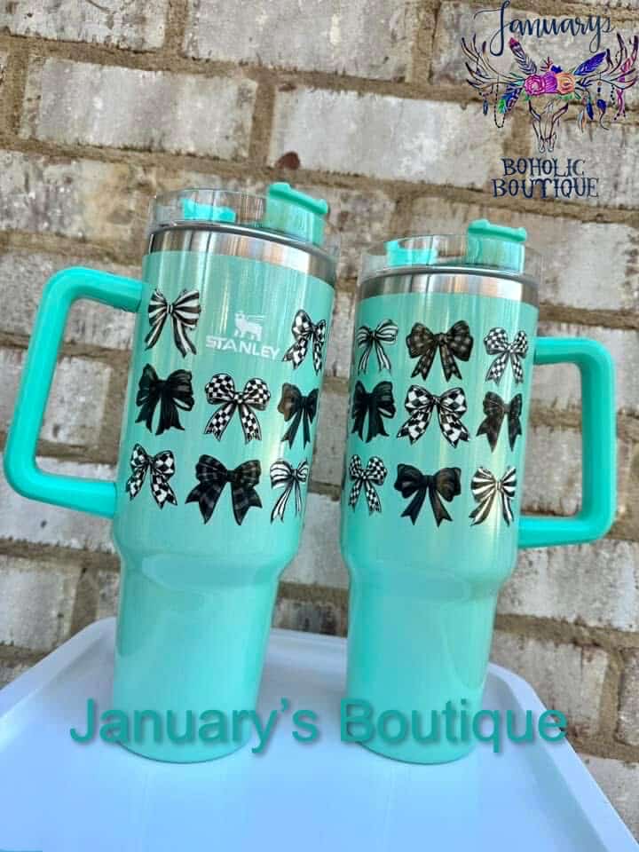 Mint Green Holiday Bows 40 OZ Tumbler