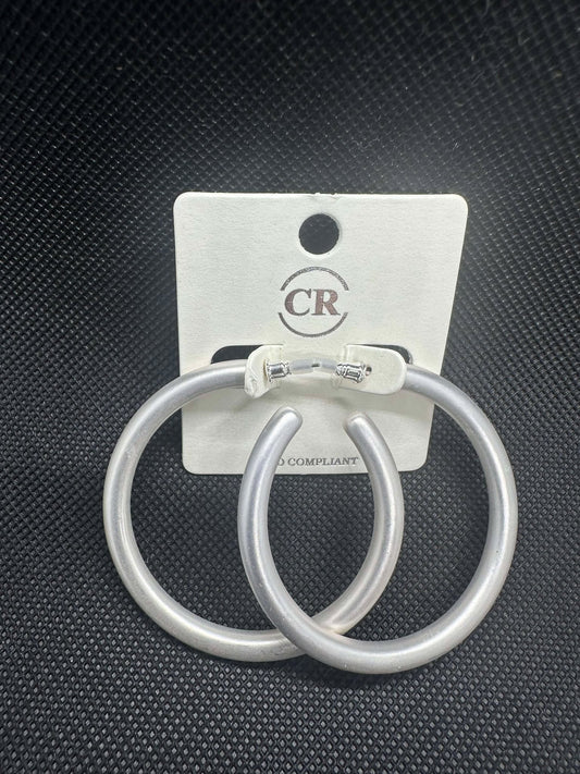 Lightweight Silver Matte Hoop Earrings