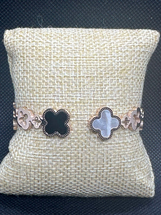 Gold Double Clover Bangle