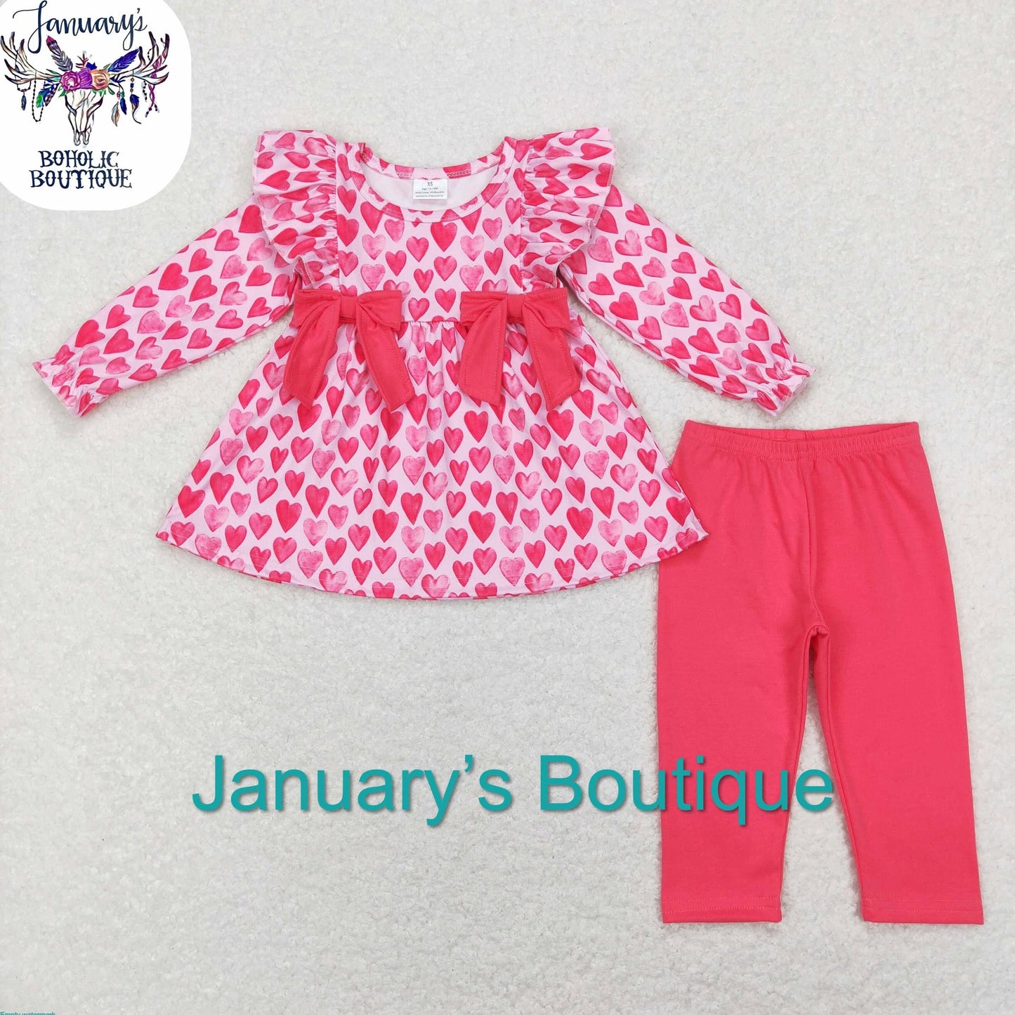 Girl's Hearts and Bows Pants Set