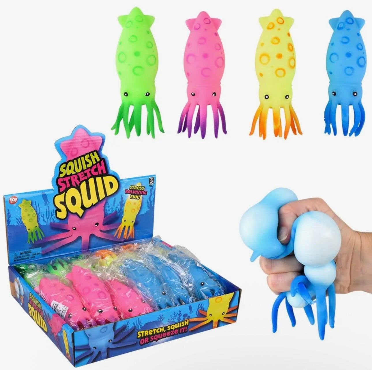 KK Squish & Stretch Squid Squishy Toy