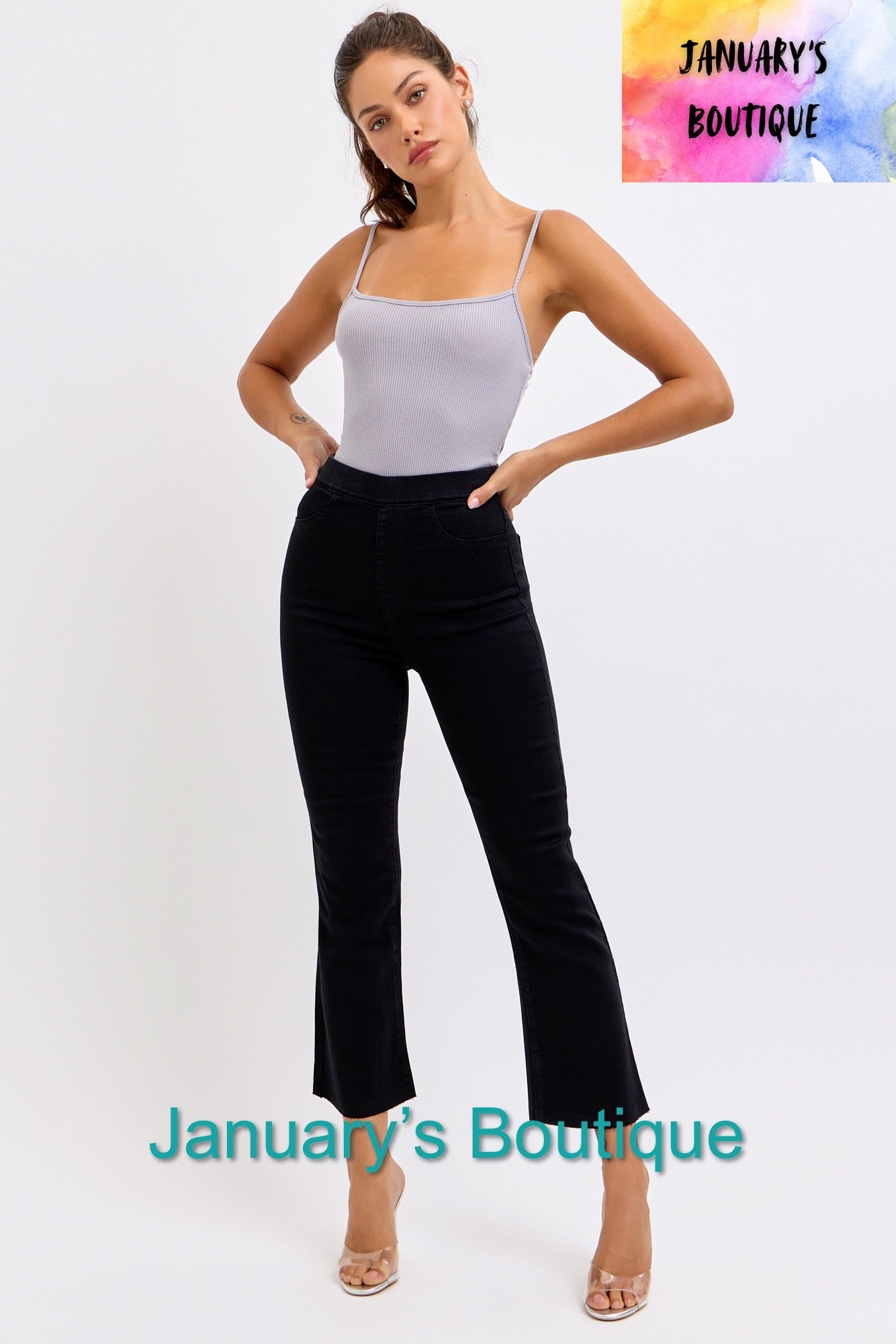 Women’s Black Cello Mid Rise 30” Jegging