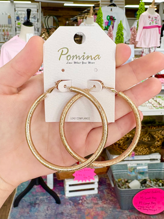 KK Large Matte Gold Textured Hoops
