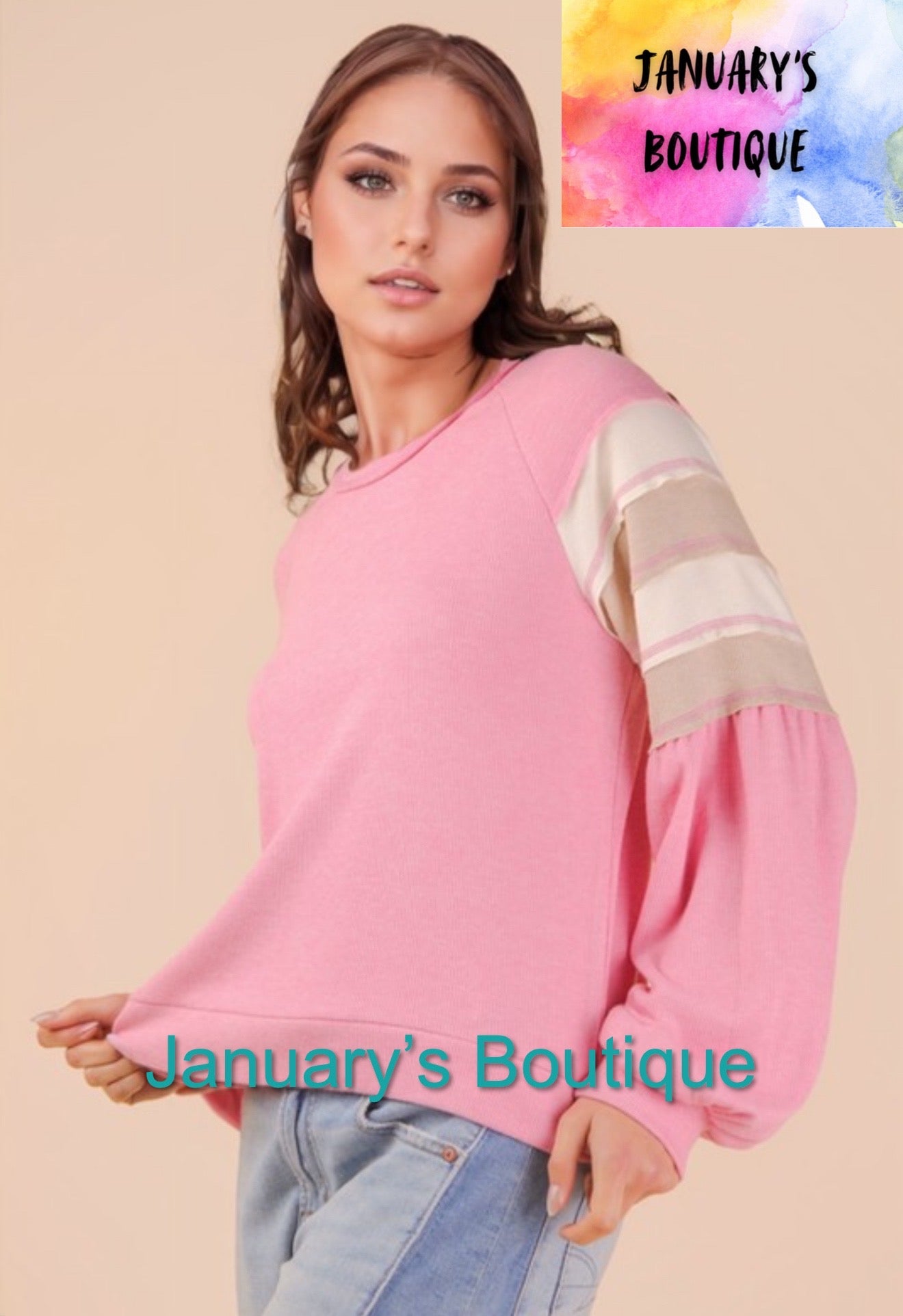 Women’s Oversized Color Block Pink Top