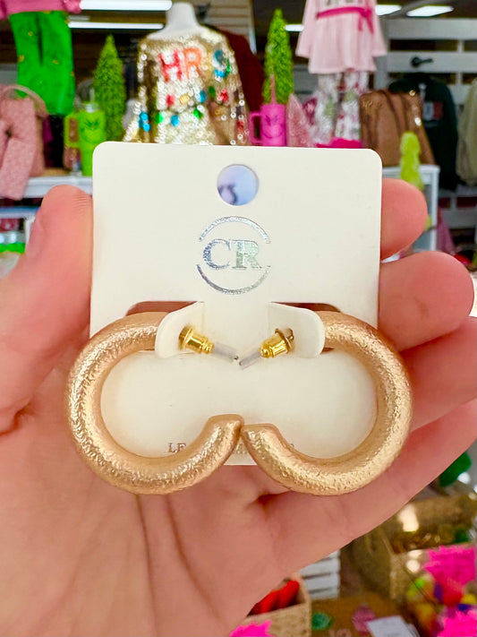 KK Small Textured Matte Gold Hoops