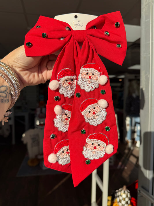 Red Sequin Santa Hairbow
