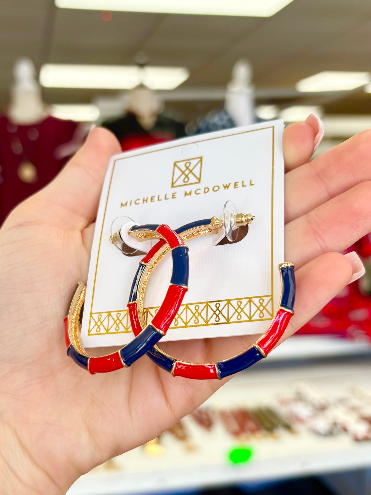 Navy & Red Metal Hoops