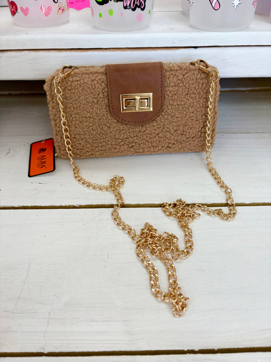 KK Camel Sherpa Crossbody Wallet