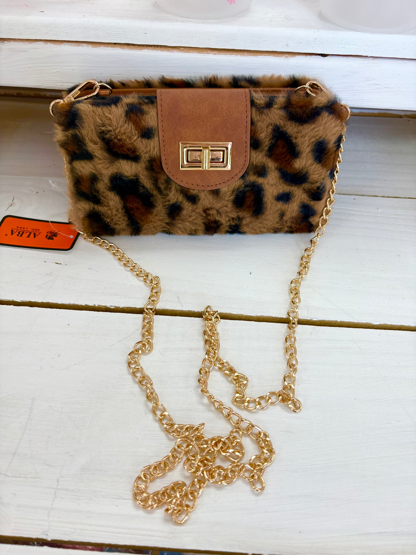 KK Leopard Fur Crossbody Wallet