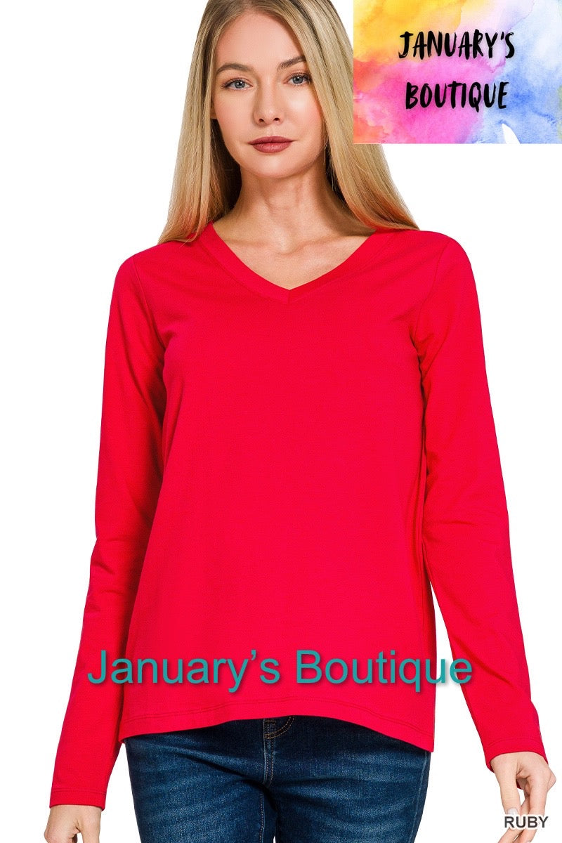 Women’s Ruby V-neck Cotton T-shirt