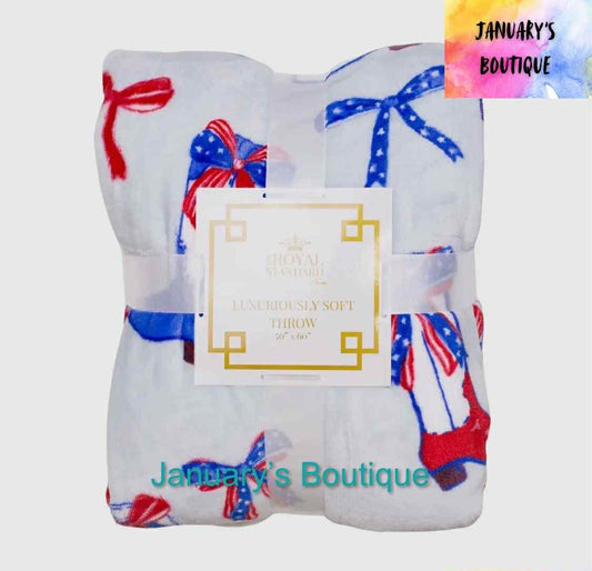 Boots N' Bows Throw Red/White/Blue 50x60