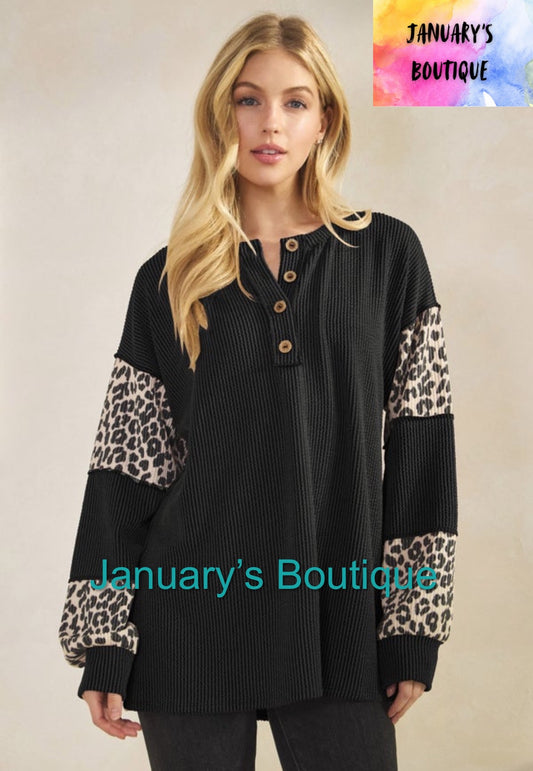 Women’s Plus Black Ribbed Top