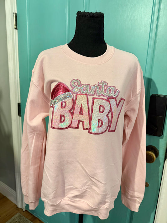 Pink Santa Baby Sequin Sweatshirt