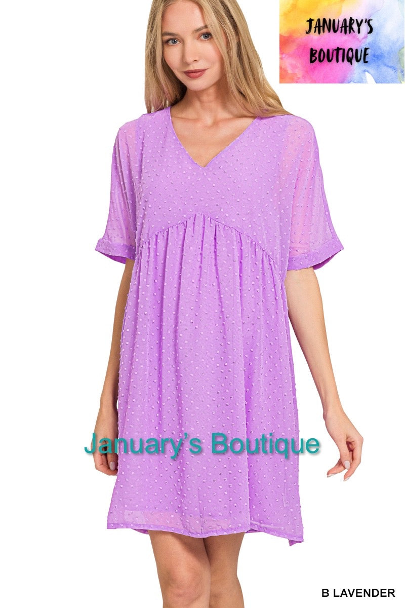 Women’s Lavender Swiss Dot Dress