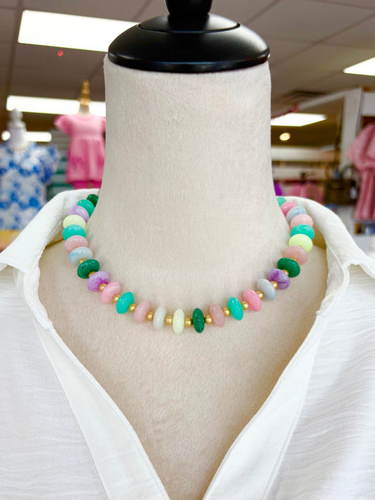 KK Green/Pink Stone Necklace