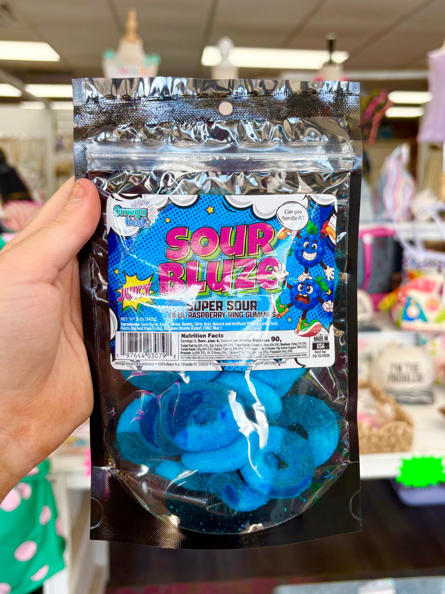 KK Sour Bluze Super Sour Blue Raspberry Gummy Rings