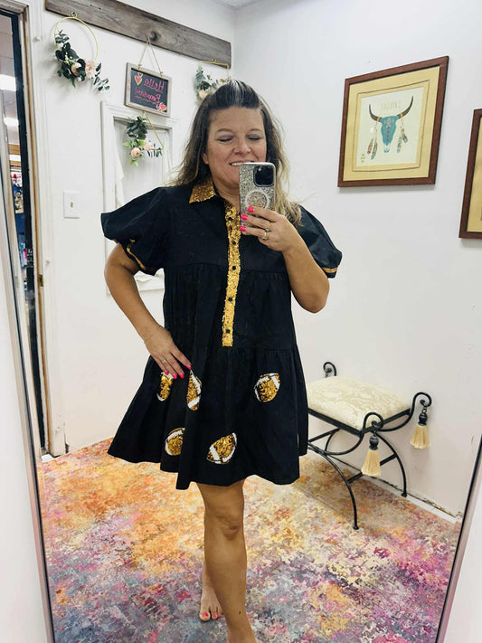 Women's Fantastic Fawn Black Sequin Football Dress
