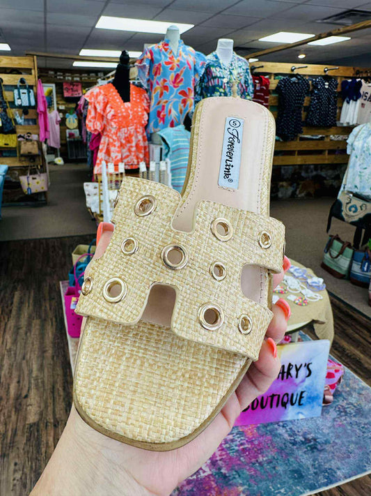 Women's Raffia Grommet Sandals