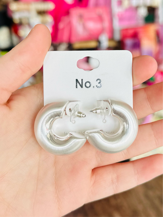 KK Chunky Matte Silver Hoops