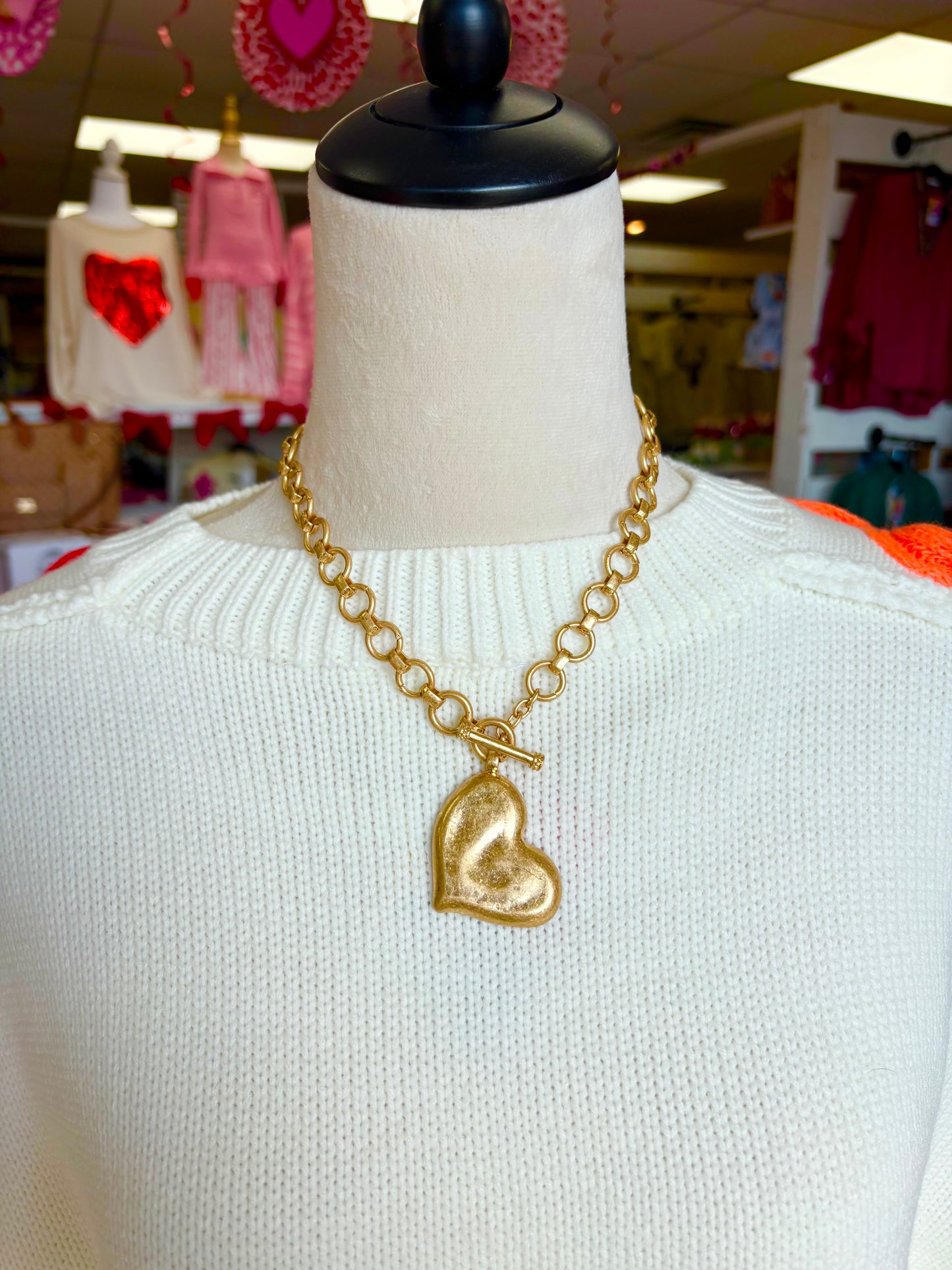 Toggle Clasp Chain Heart Necklace