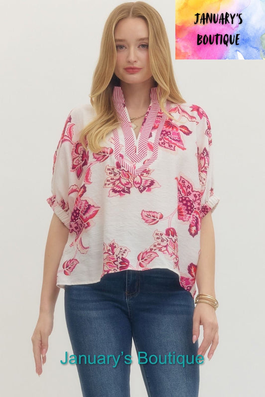 Women’s Pink Floral Blouse