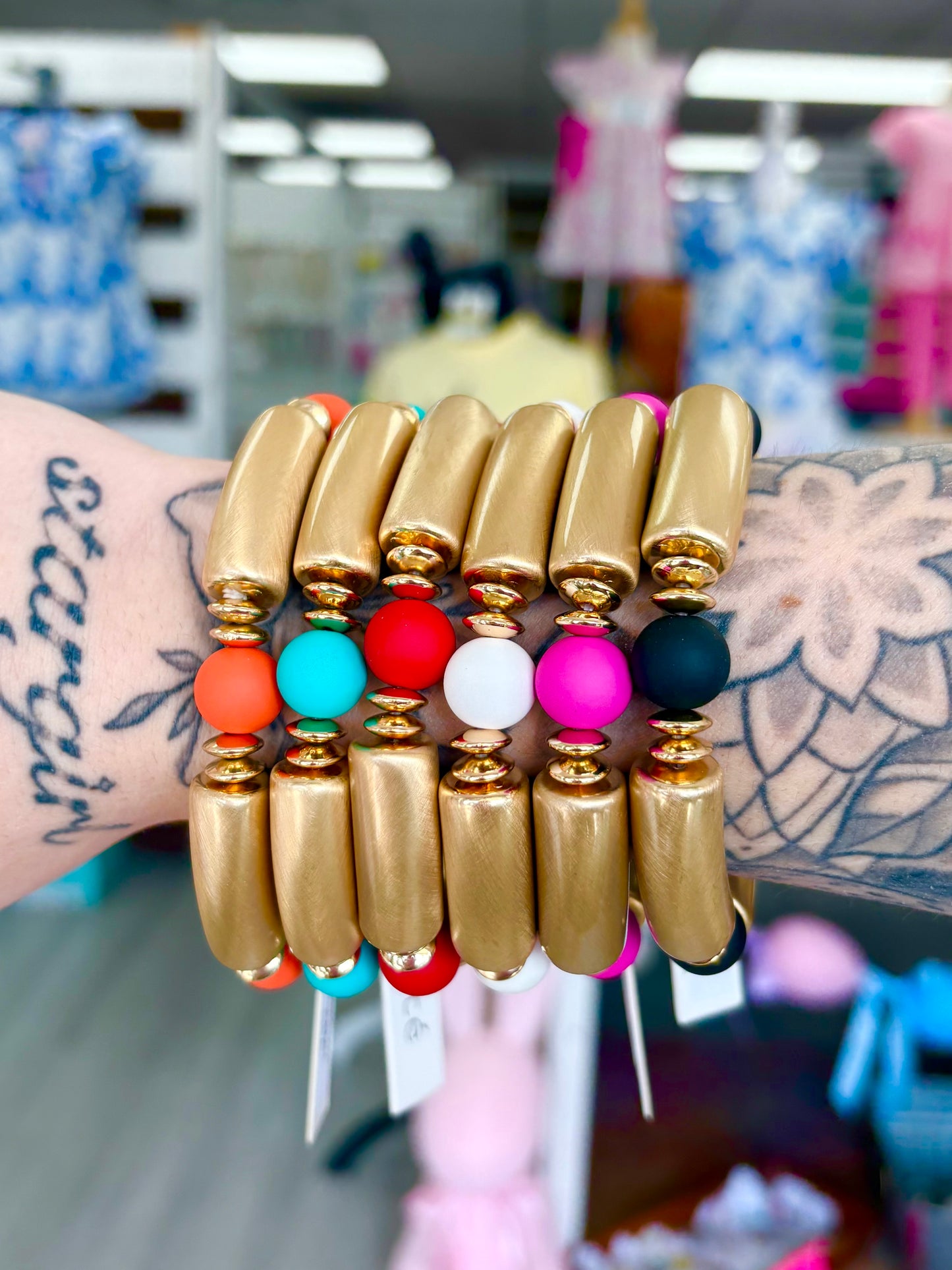 Gold Block Color Beaded Bracelet