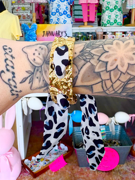 White Leopard Tie Cuff