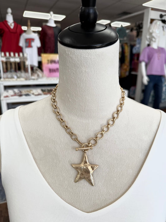 Gold Star Toggle Chain Necklace