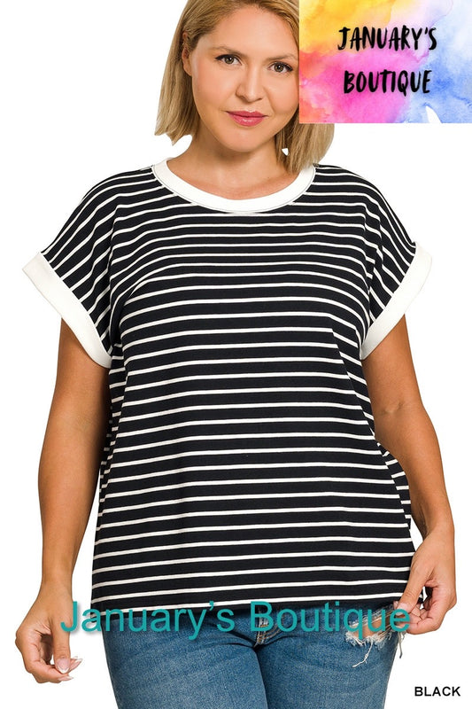Women’s Plus Black Striped Top