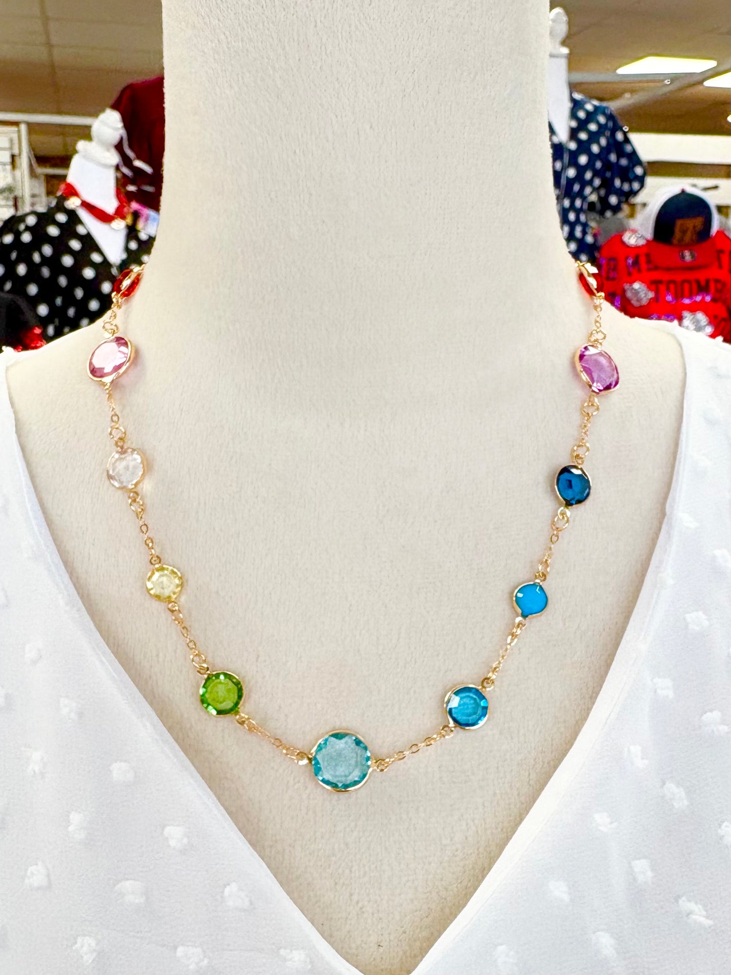 Multicolor Rhinestone Circular Necklace