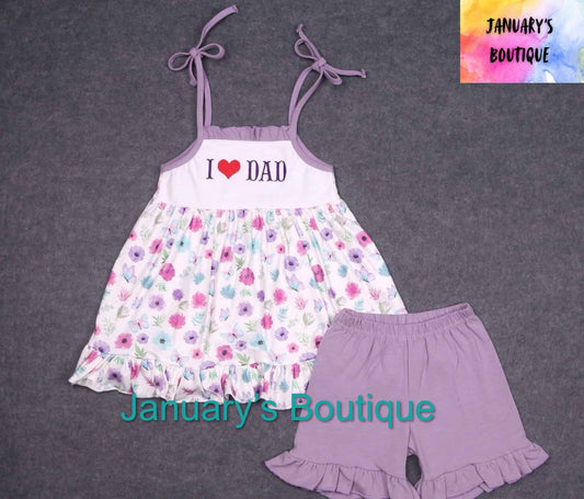 Girl's I LOVE DAD Shorts Set
