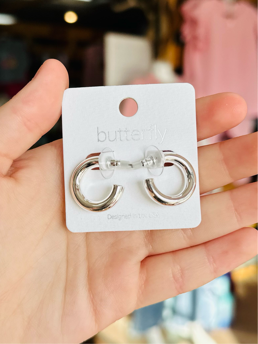 KK Small Silver Chunky Earrings