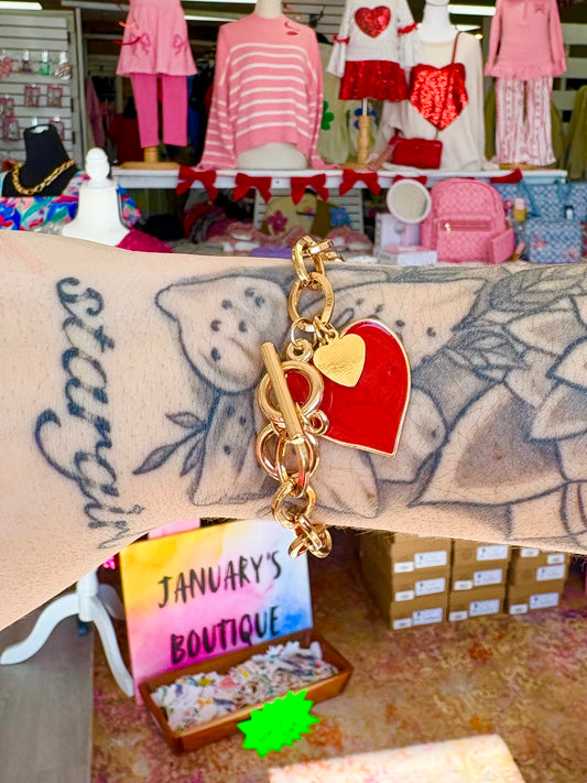 KK Red Toggle Heart Bracelet